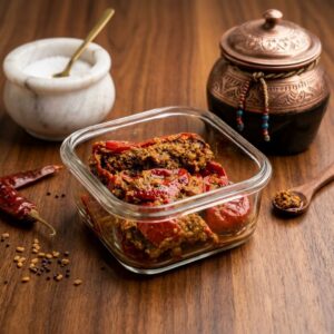 Lal Mirch Ka Bharwan Achaar (Red Stuffed Chilli Pickle)