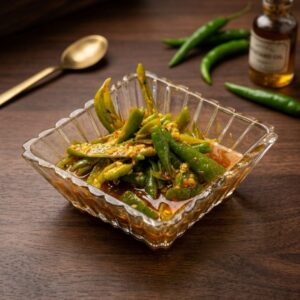 Green Chilli Pickle (with cold pressed mustard oil)